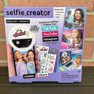 Selfie Creator: Selfie LED Light + Sticker Kit for TikTok, YouTube & Instagram